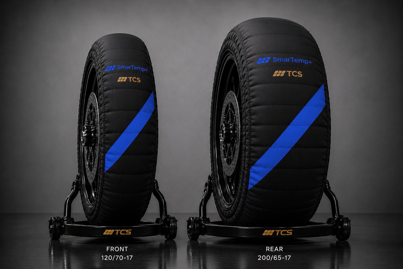 SmarTemp+ warmers with blue stripe